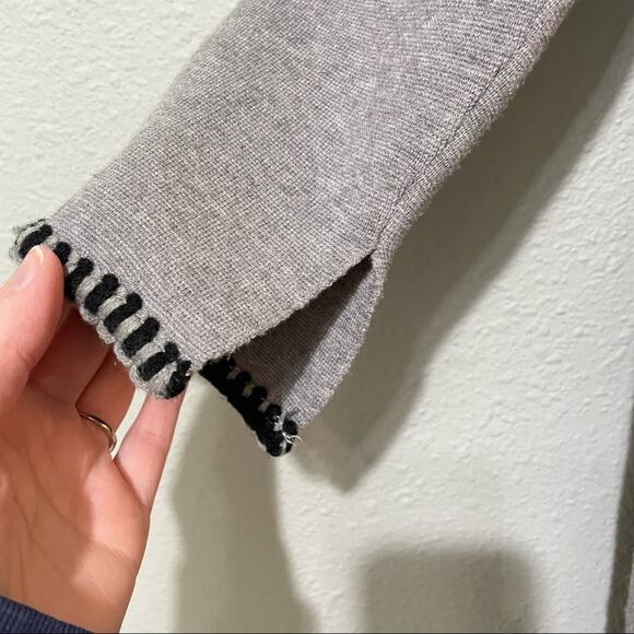 Magaschoni Grey Open Front Long Line Cardigan Sweater Duster Womens M Coatigan - Picture 4 of 8